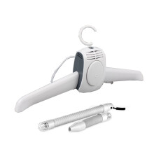 Portable Clothes & Shoe Dryer Rack, 150W Hot/Cold Air, 5kg, 2 Shoe Tubes, 110-240V, Foldable, 42x7x20cm, White