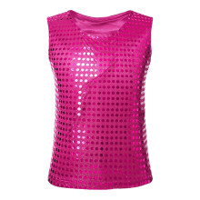 AWZXDE Toddler Girls Boys Sequin Glitter Sleeveless Vest Top For Performance Party Carnival Apparel And Toddlers Clothes Outfit Hot Pink,6-7 Years