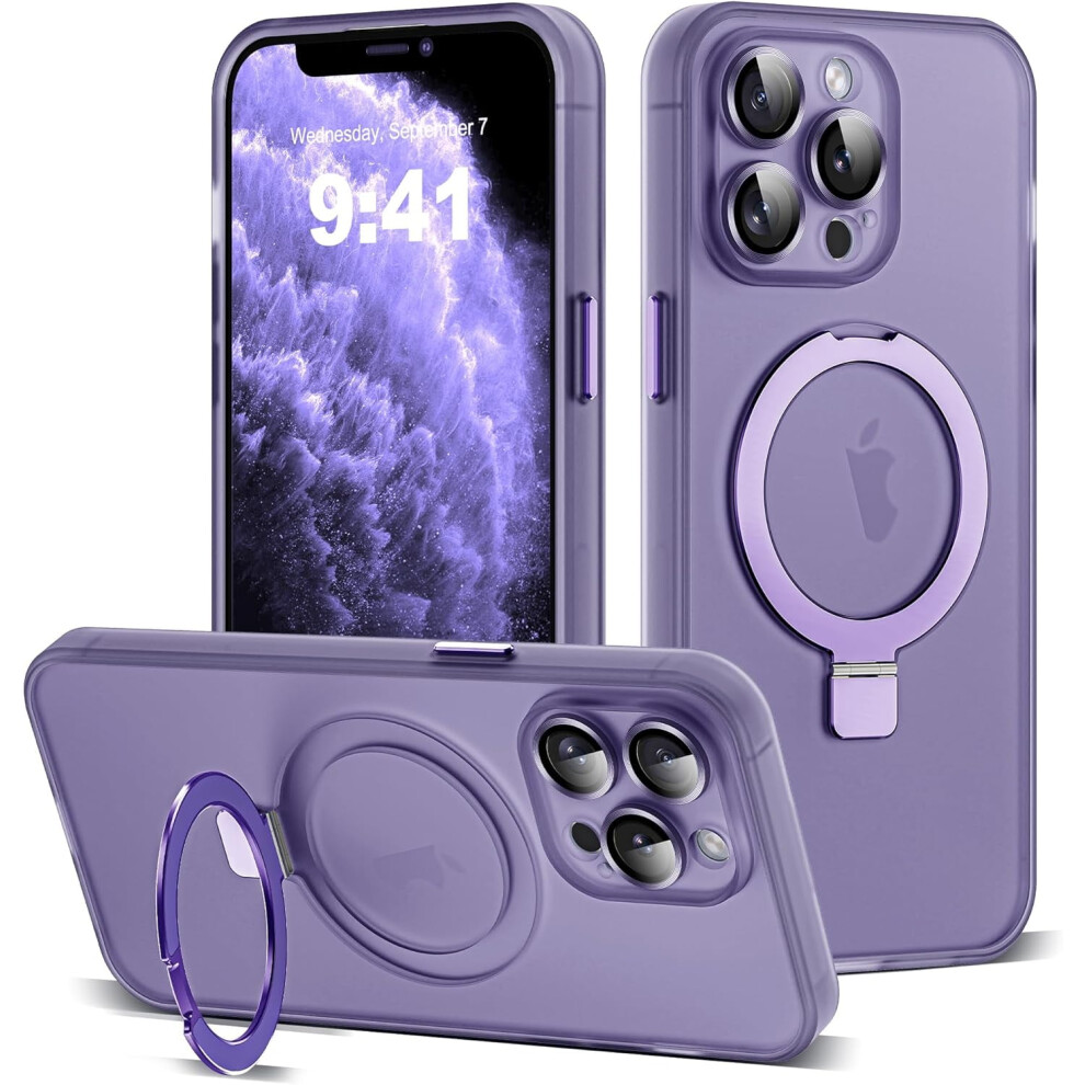 Iphone 11 Pro Max Case With Magnetic Ring Stand, Full Lens Protection, Magsafe Compatible, Military-Grade Translucent, Purple 9181073383083