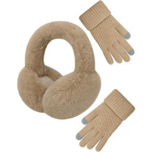 Fashion Winter Ear Muffs Gloves for Women Foldable Warm Earmuffs Faux Fur Fluffy Warmers Covers Headband Cold Weather