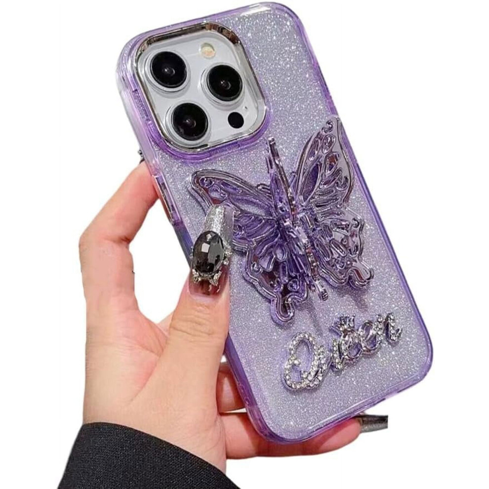 Rhinestone Iphone 12 Pro Max Case With Butterfly Purple 902370139925