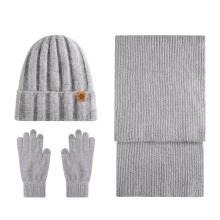 Strikhue/tørklæde/handsker sæt med plysfor, unisex vinter