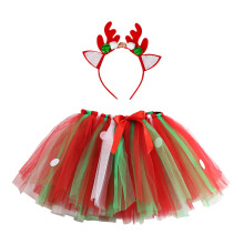 Kids Girls Color Block Polka Dot Tutu Skirt Green