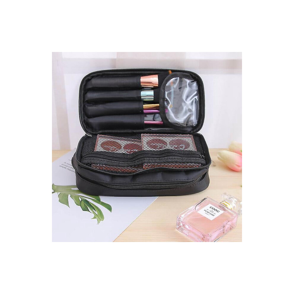 Black/Pink Cosmetic Bag Women's Large Capacity Nylon Waterproof Designer Design Toiletries Organizer Makeup Bag