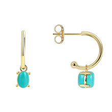 18K Gold Plated Lightweight Drop/Dangle Huggie Earrings For Women | Dainty Synthetic Turquoise Earrings Gold Jewelry Gift Stud Earrings
