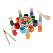 Gioco di ordinamento in legno con 7 palle e bicchieri – Giocattolo educativo colorato