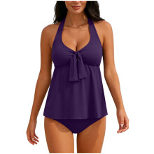 Tankini-Badeanzug für Damen mit Bauchkontrolle und V-Ausschnitt