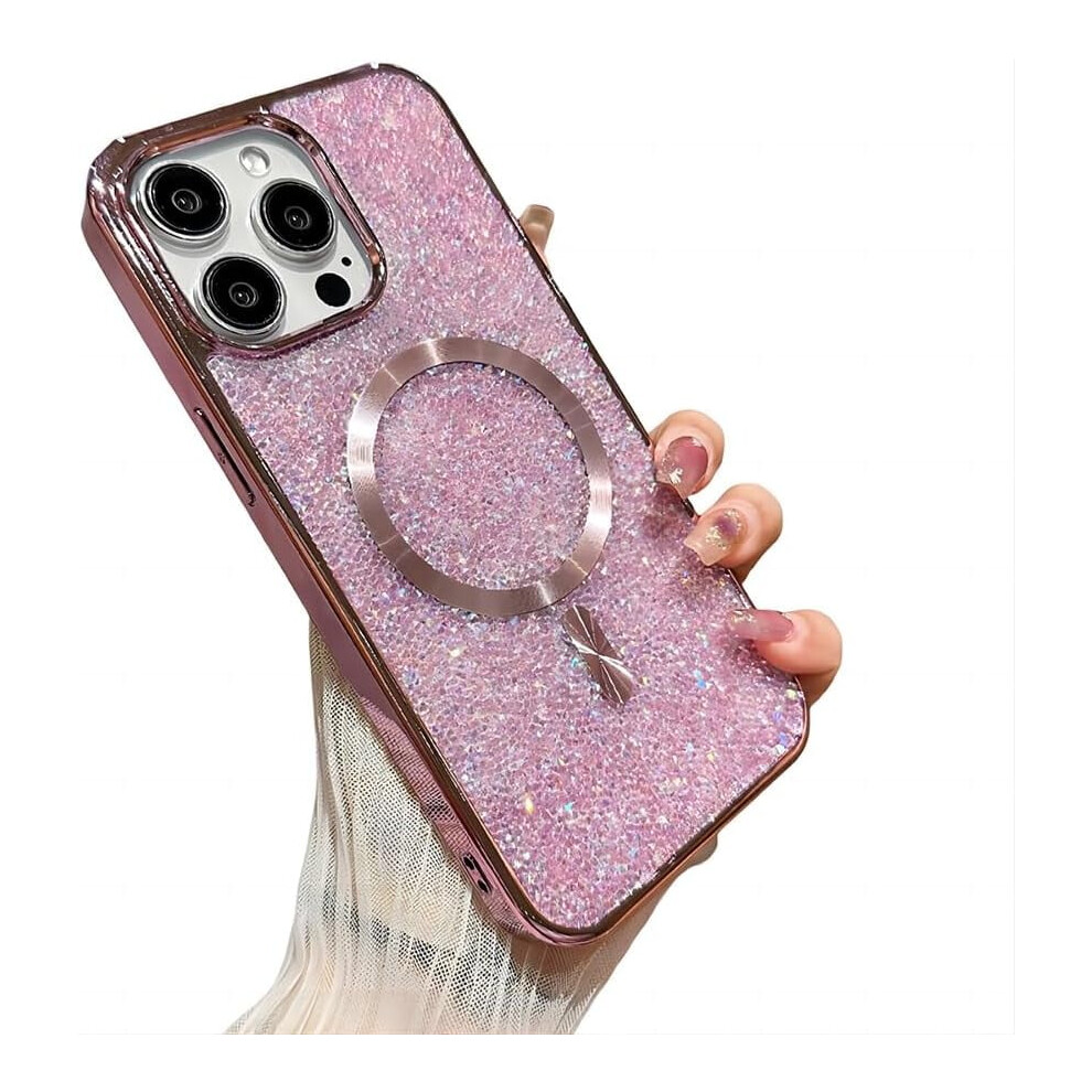 Iphone 14 Plus Rhinestone Case Shockproof Magsafe Pink 9336866104905