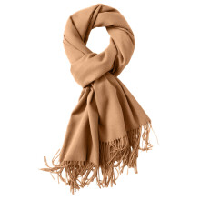 AWZXDE Women's Solid Color Tassel Design Basic Loose Long Ordinary Casual Relax Comfortable Warm Shawl Scarf Khaki,One Size