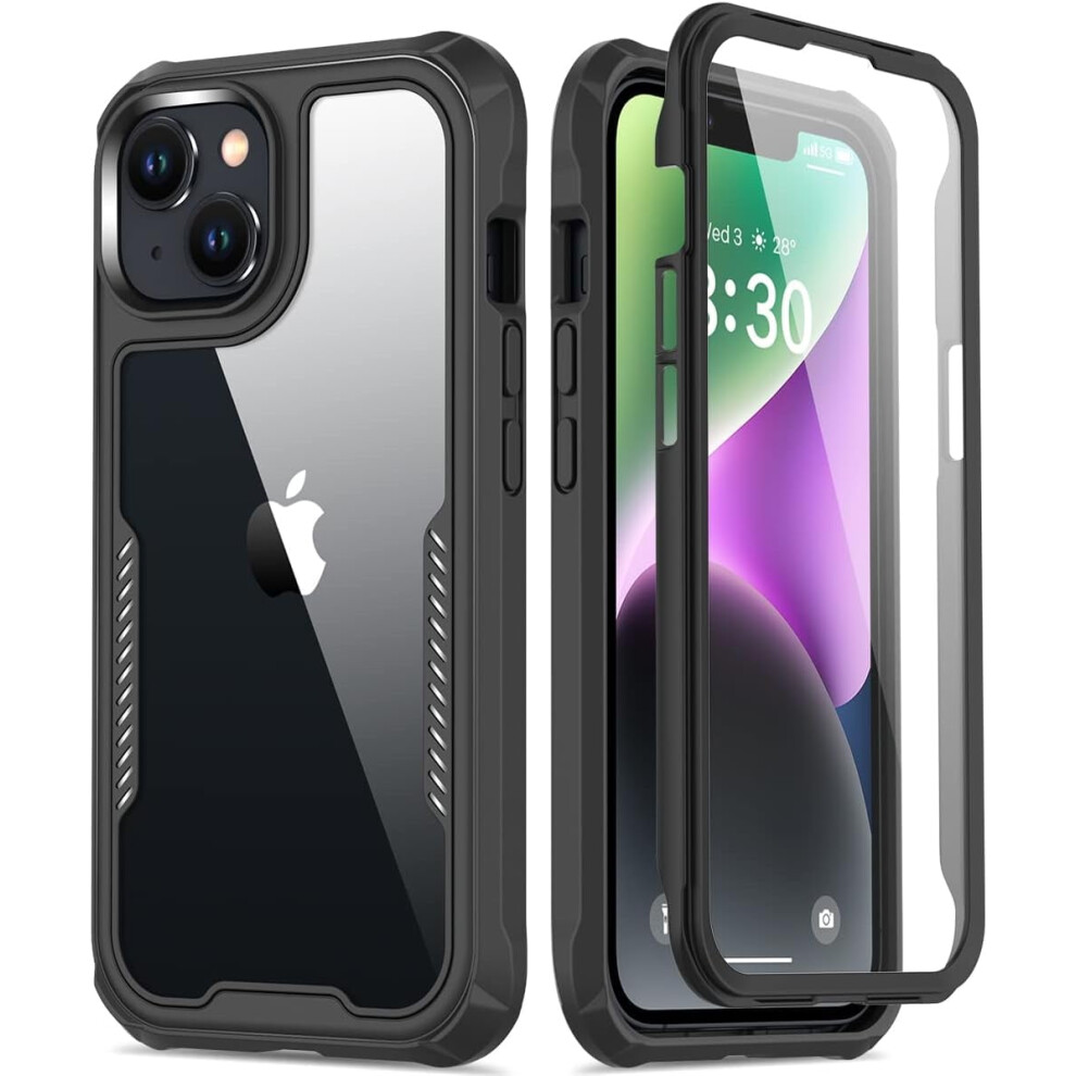 Compatible With Iphone 14 Plus Case + Screen Protector, Mil-Std Drop Tested, Slim Clear Cover For 6.7" Â Black 9422877464302
