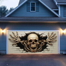 Housse de porte de garage squelette d'Halloween 16 x 7 pieds