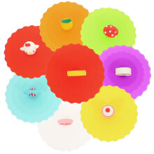 8Pièces Couvercles Silicone Adorables Pour Tasse Résistants Colorés