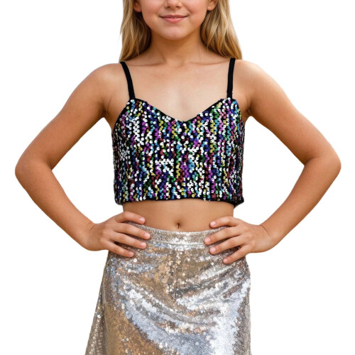 AWZXDE Κοριτσίστικο Crop Top με Ρυθμιζόμενη Λάστιχο και Πούλιες, Χαριτωμένα Μπλούζες