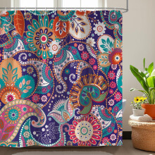 Cortina de ducha con estampado abstracto de estrellas retro, 60x72 pulgadas, poliéster, impermeable, con 12 ganchos.