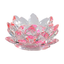 Crystal Lotus Tealight Candle Holder - Glass Tea Light Holder for Home Decor, Wedding, Party, Christmas Decoration, Centerpiece