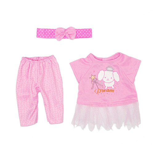 Pijama com estampa animal para bonecas de 43 cm/18 polegadas, roupa de dormir com estampa de desenho animado e ajuste confortável.
