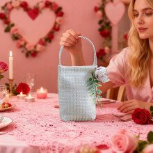 Coffret cadeau pour la Saint-Valentin – Sac à main en tissu pour bouquet, boîte cadeau réutilisable et écologique, sac de présentation