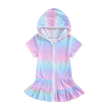 Girls Swim Cover Up Kids Swimsuit Coverup Zip-Up Beach Bathing Suit Robe Multicolor