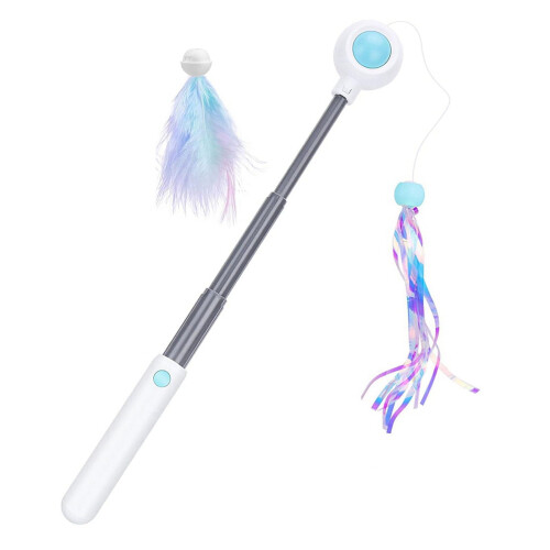 Interactive Cat Toy with Retractable Pole and Tassels