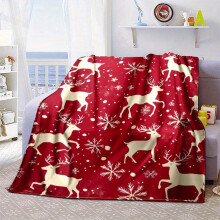 Plaid de Noël avec motif rennes, 100 x 70 cm, en flanelle, ultra-doux et confortable, idéal pour le canapé, le lit et le salon.