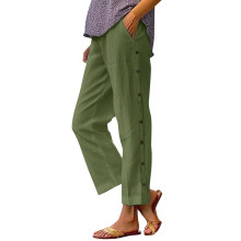 Leinenhose für Damen, Armeegrün, Petite-Passform