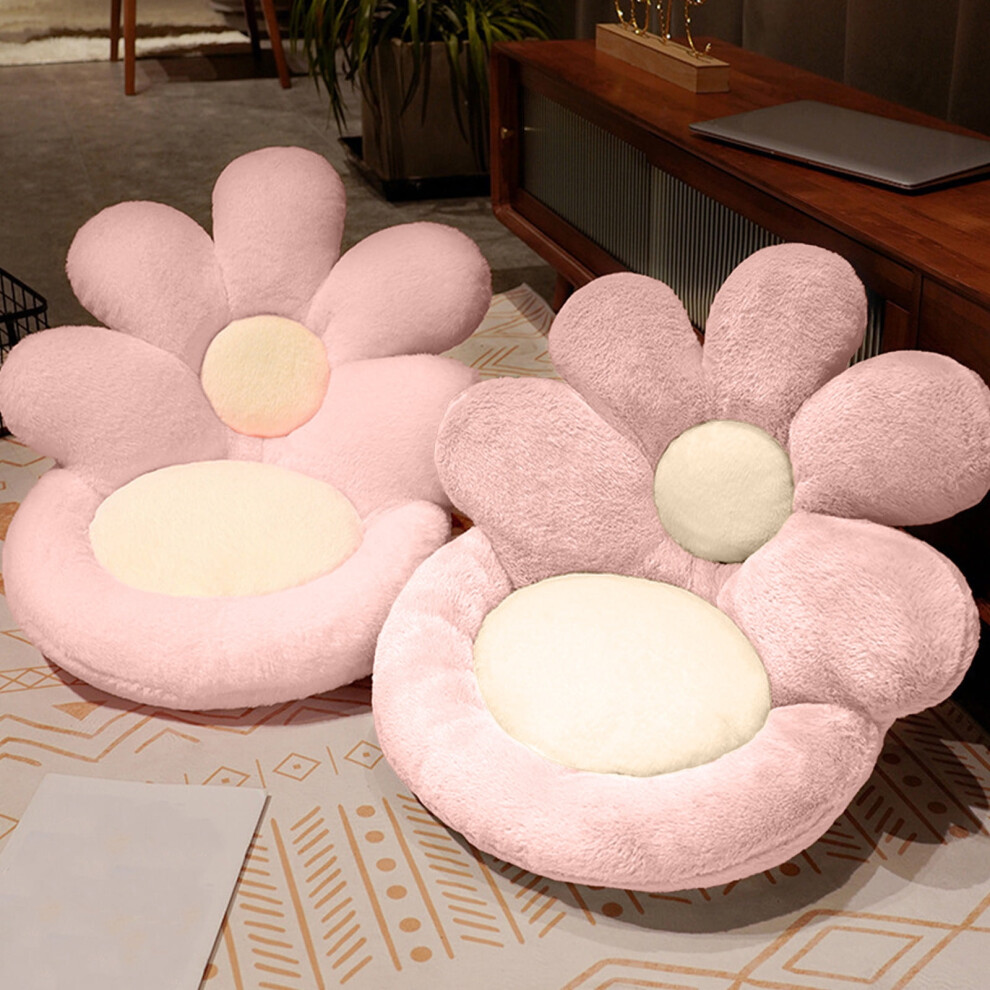 Flower Seat Cushion with Backrest, Plush Floor Butt Pad, Non-Slip Decorative Pillow (50x50cm), White/Gray/Green/Orange/Pink