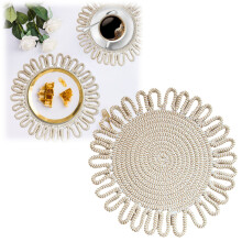 Cotton Surface Saver Trivet, 11.8" Heat-Resistant Hot Pad with Elegant Lace Edge – Khaki