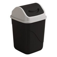Square Trash Can with Lid Odor Control Small Space Bin 1 Piece - Office Bathroom Swing Lid(Black)