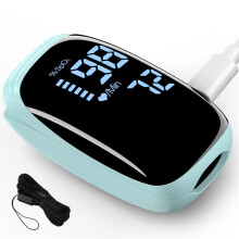 Vingerpulsoximeter, oplaadbare bloedzuurstofsaturatiemeter met pulsmonitor, pulsoximeter met draagkoord, oximeter uitsluitend voor sport, outdoor en