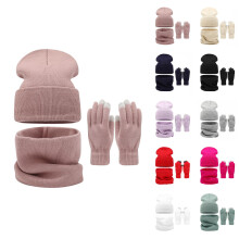 Dames gebreide muts, nekwarmer en handschoenen set – Warm, dik, comfortabel gevoerd, 3-delige set, kabelgebreid, winterkleding voor skiën,