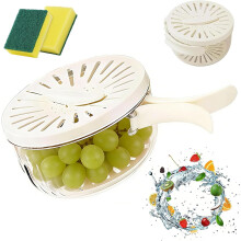 2-in-1 Abtropf- und Aufbewahrungskorb mit Deckel und Sieb – Obstwaschschüssel für Küche, Kühlschrank, Picknick und Camping