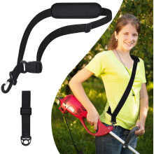 Weed Wacker Strap – Justerbar diagonal axelrem med metallklämma, kompatibel med de flesta gräsklippare, ogräsröjare och lövblåsare (svart)