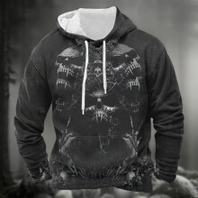 Sweat à capuche à imprimé squelette d'Halloween, manches longues, style streetwear décontracté avec poche