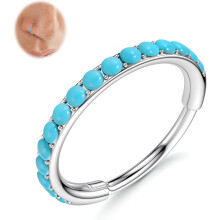 Hoops Nose Rings for Women – 316L Surgical Steel Turquoise 20G Segment Rings, Compatible with Cartilage, Helix, Rook, Tragus, Conch, Daith, Septum &