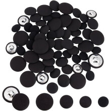 PH 64pcs Black Fabric-Covered Shank Buttons (14/17/19/25mm), Half-Round Craft Buttons for Dress, Blouse, Sweater, Shirt, Tuxedo, Suit, Overcoat