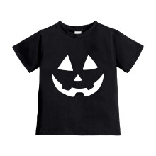 Child Boys Girls Halloween Pumpkin Face Print T-Shirts Short Sleeve Tee Tops Party Orange Fall Thanksgiving Casual Performance Wear Trendy
