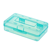 Boîte à crayons en plastique grande capacité avec couvercle à pression, empilable, vert transparent – Compatible avec les fournitures scolaires
