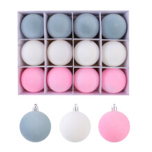 12Pcs Festival Colored Plush Christmas Sphere Plush Feel 6CM Christmas Baubles Baubles for Seasonal Decoration