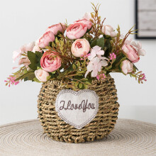 UV-Resistant Pink Dried Flower Bouquet, Fade-Resistant Canvas Arrangement for Home, Wedding & Party Decor