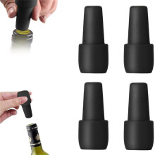 4 siliconen wijnstoppers, herbruikbaar en onbreekbaar, geschikt voor wijn-/champagneflessen