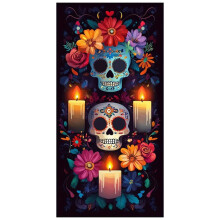 Bannière de porte Dia De Los Muertos en polyester, rideau squelette, drapeau de porche pour Halloween, fête mexicaine, décoration intérieure