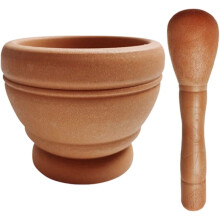 1Set Mortar and Pestle, Wooden Household Garlic Press Ginger Manual Garlic Masher Spices Grinding Set Spice Garlic Masher Food Masher Kitchen Gadgets
