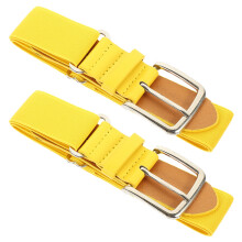 2Pcs Adjustable Yellow Elastic Baseball Belt Faux PU Material for Athletes