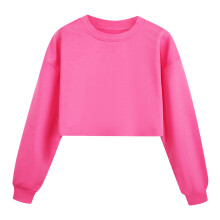 AWZXDE Girls Long Sleeve Solid Color Pullover Sport Sweatshirt Comfortable Casual Athletic Top for Children Hot Pink,13-14 Years