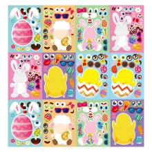 12 Sheets Easter Stickers for Kids – Bunny, Sheep, Rabbit, Eggs, Chicks – Party Favors, Classroom Activities, DIY Face Stickers