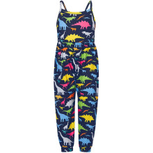 Macacão infantil para meninas, com estampa de dinossauro e alças, ideal para o verão e uso diário. Tamanho 3-4 anos.
