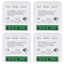 Lot de 4 interrupteurs intelligents WiFi, contrôle à distance via application, commande vocale, mode DIY, fonction minuterie, contrôle LAN, 2