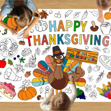 Thanksgiving coloring tablecloth turkey pumpkin theme