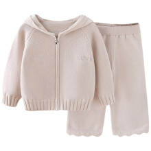 Striksweater til småbørnspiger i 2 dele. Varmt og blødt, afslappet outfit til efterår/vinter – Passer til alderen 7-8 år.