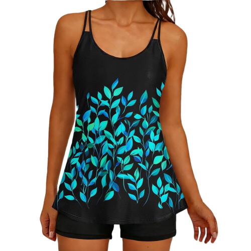 Γυναικείο μαγιό Tankini, δύο τεμαχίων, φαρδύ, σε σχήμα τοπ, για μεγάλα μεγέθη